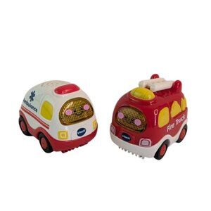 Vtech Go Go Smart Wheels Firetruck & Ambulance Lot of 2 Lights Sounds Tested